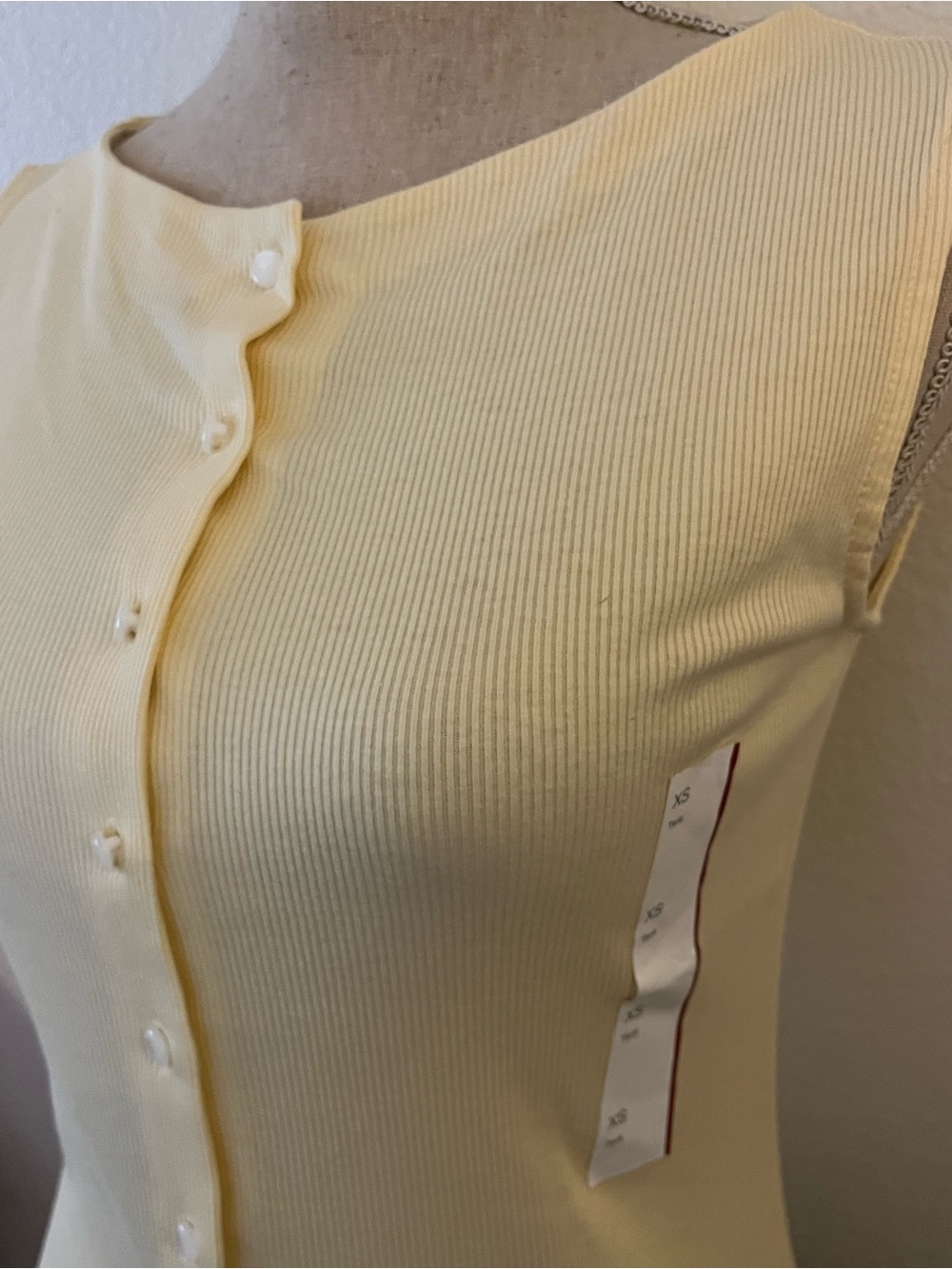 wild fable Pale Yellow Ribbed Button-Front Tank - Picture 3 of 6